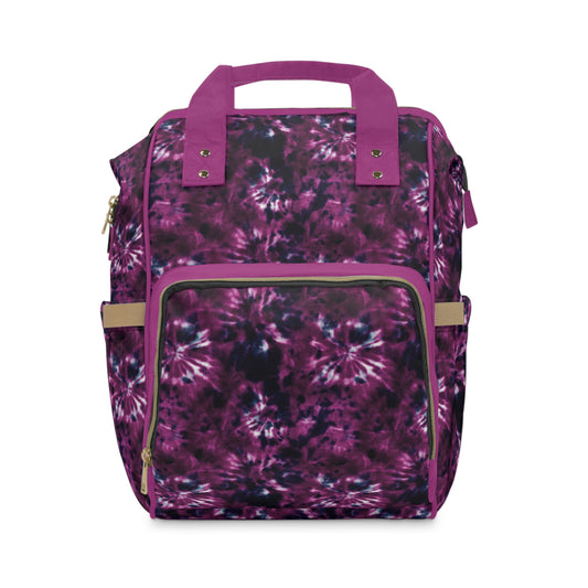 Multifunctional Tie-Dye Diaper Backpack - Lightweight Nylon Baby Bag with Adjustable Straps