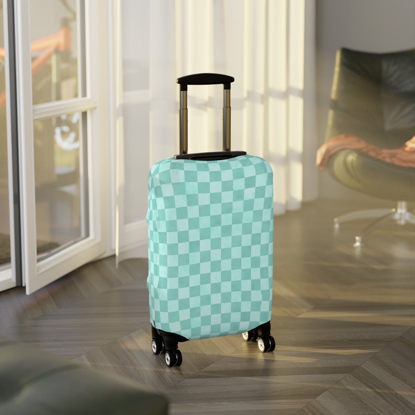 Pastel Checkers Luggage Cover - Checkers Suitcase Cover