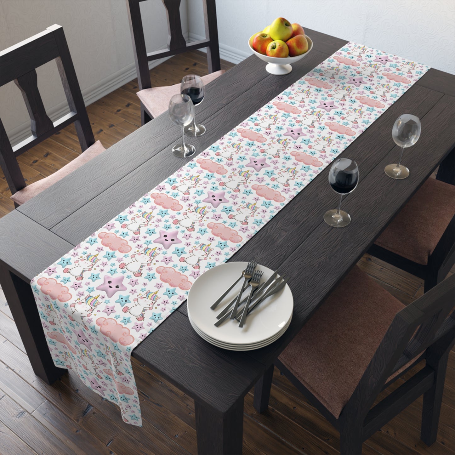 Unicorn Print Table Runner - Magical Elegance, Cotton Twill or Polyester - Perfect for Whimsical & Fantasy Home Decor