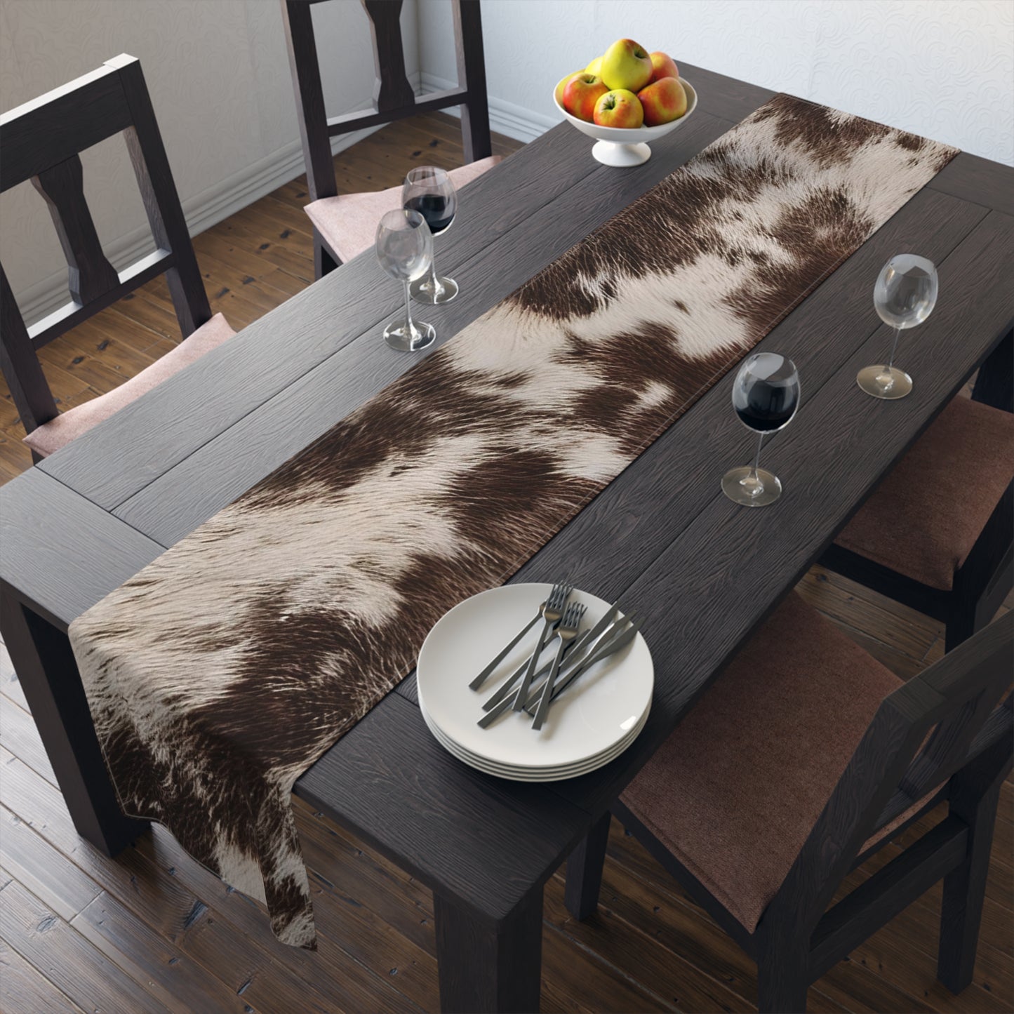 Cowhide Print Table Runner - Rustic Elegance, Cotton Twill or Polyester - Perfect for Western & Luxurious Home Decor
