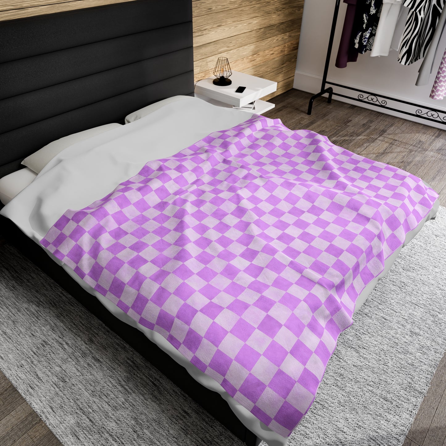 Pastel Checkers Velveteen Plush Blanket | Soft, Trendy, Luxurious and Comforting | Available in Multiple Sizes
