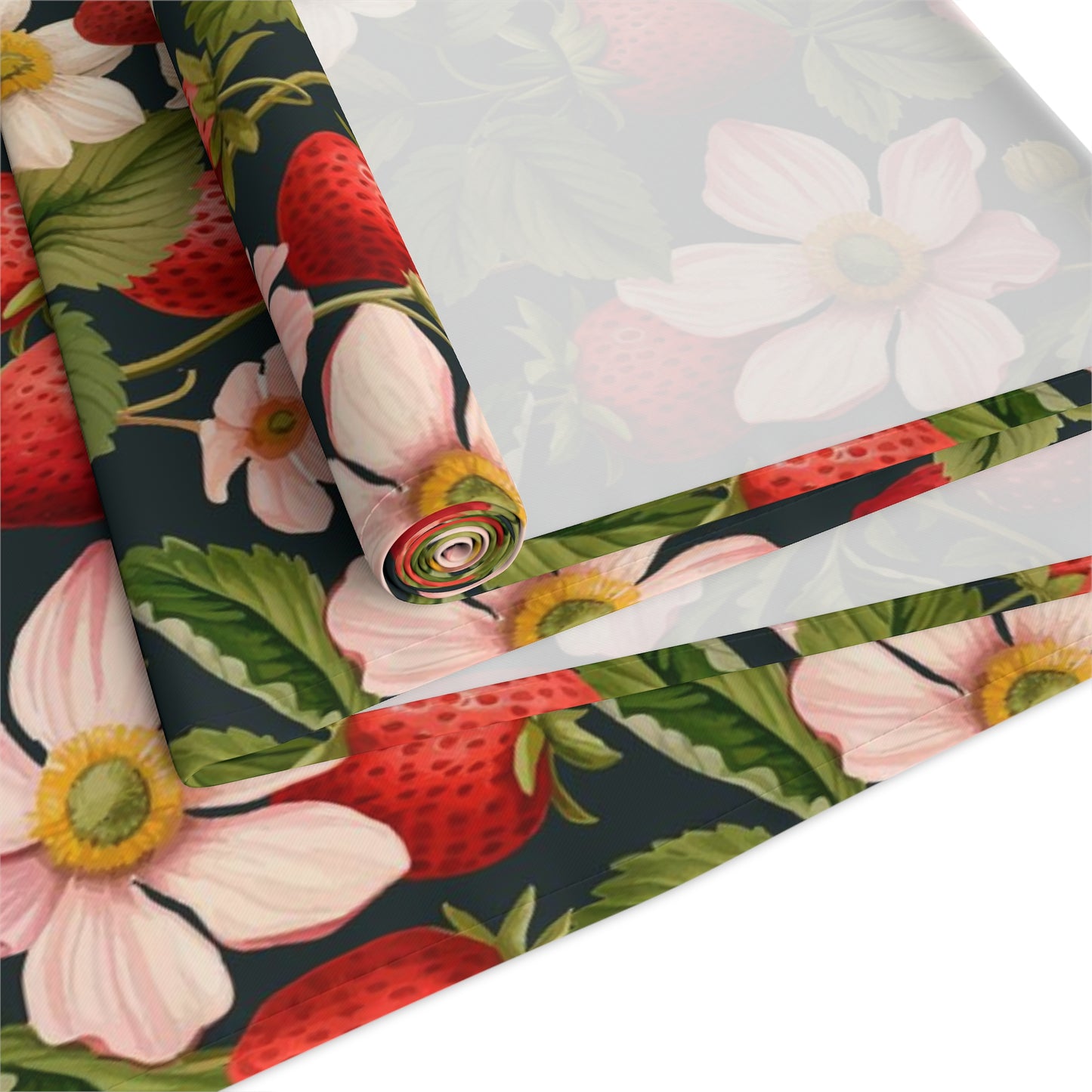 Strawberry Print Table Runner - Sweet Charm, Cotton Twill or Polyester - Perfect for Summer & Whimsical Home Decor