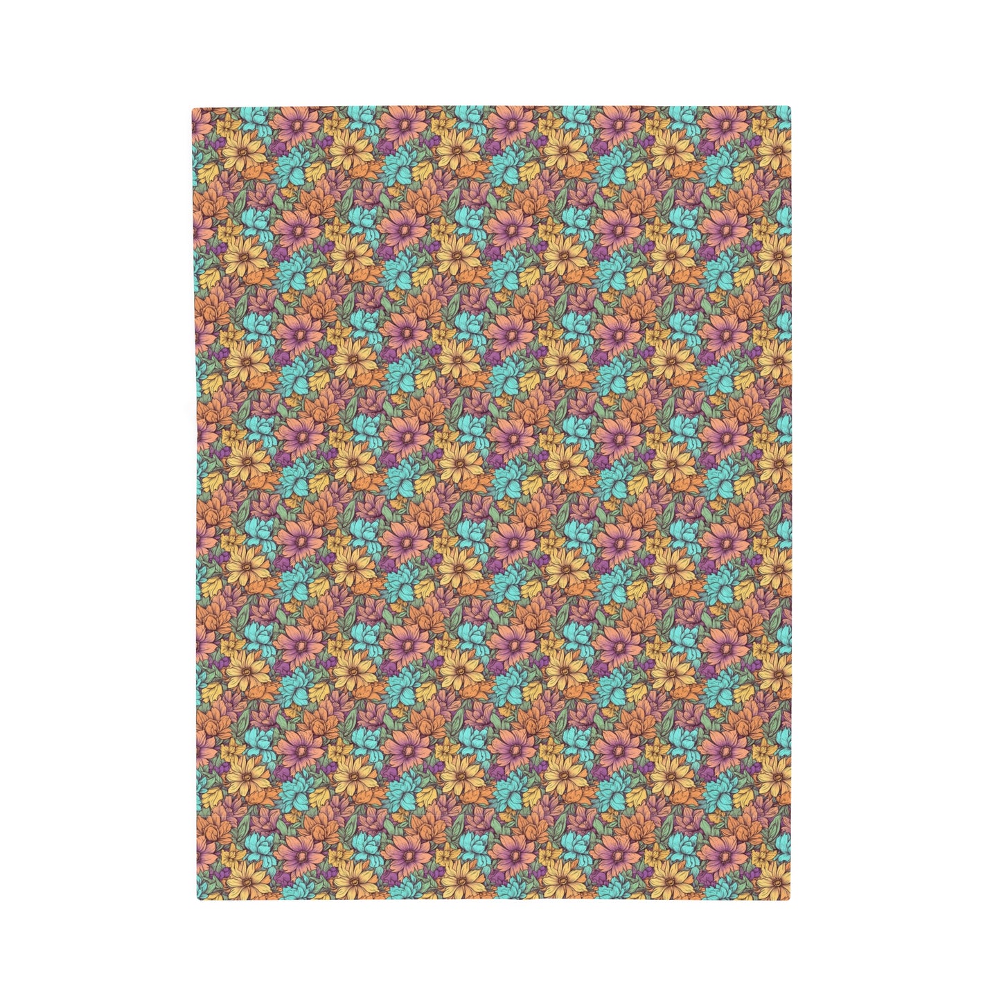 Boho Floral Velveteen Plush Blanket | Soft, Artistic, Luxurious and Comforting | Available in Multiple Sizes