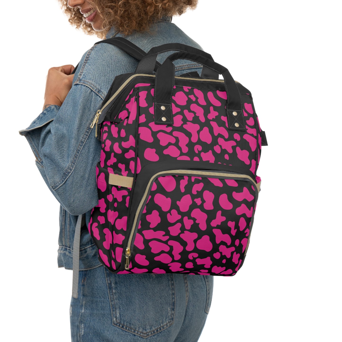 Trendy Cow Print Diaper Backpack - Durable Baby Bag with Unique Cow Pattern, Spacious Nappy Bag for Fashion-Forward Parents