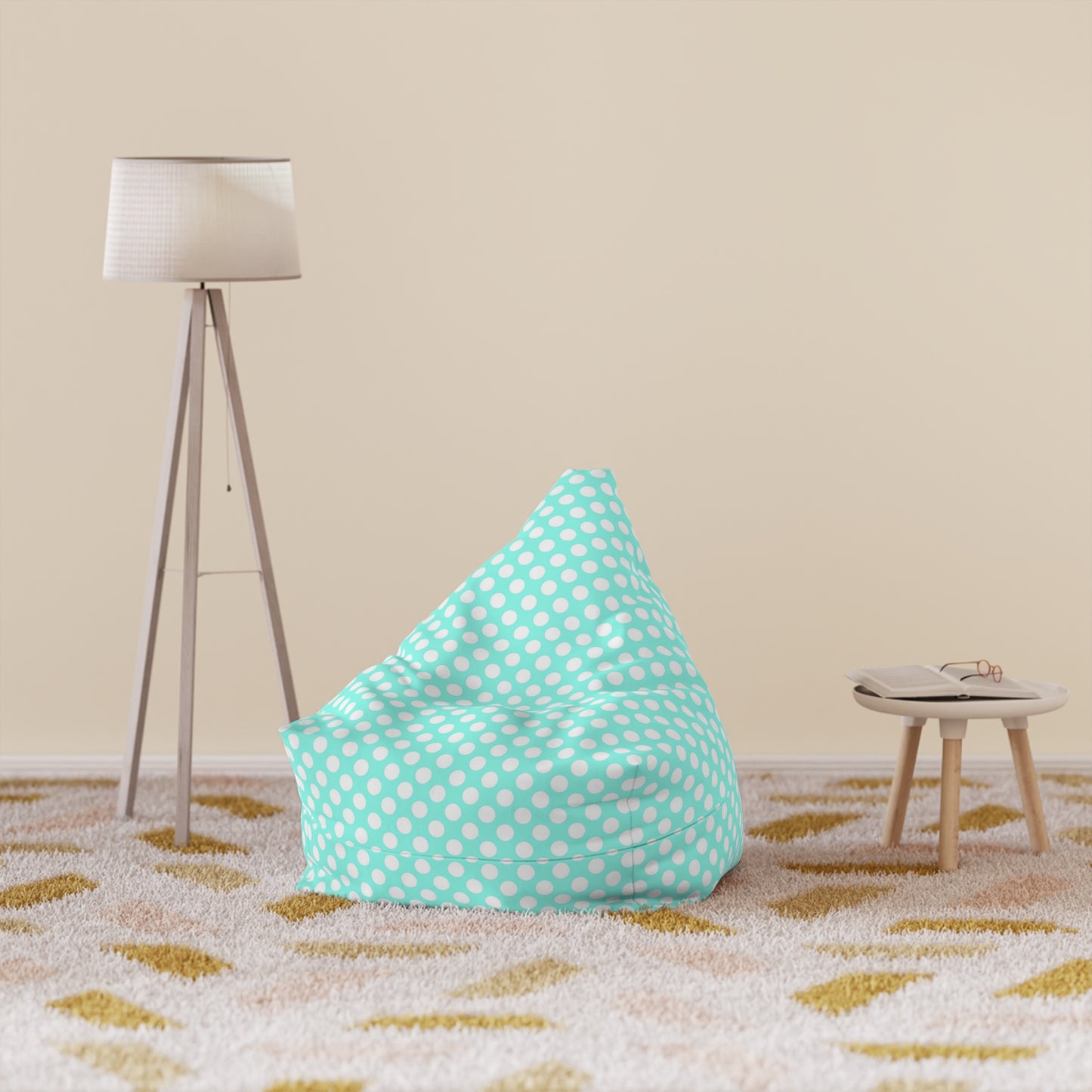 Pastel Polka Dot Bean Bag Chair Cover - Soft Polyester Slipcover with Secure Zip - Fits Various Sizes