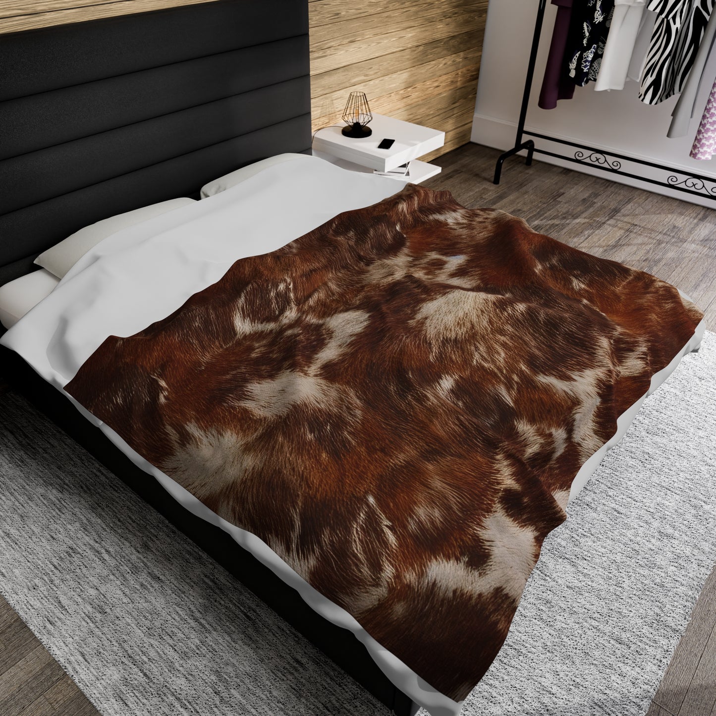 Cowhide Velveteen Plush Blanket | Soft, Rustic, Luxurious and Comforting | Available in Multiple Sizes