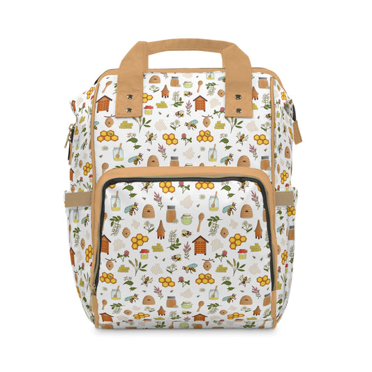 Honey Bee Diaper Backpack - Eco-Friendly & Stylish Baby Bag with Buzzing Bee Motifs, Perfect for Nature-Loving Parents