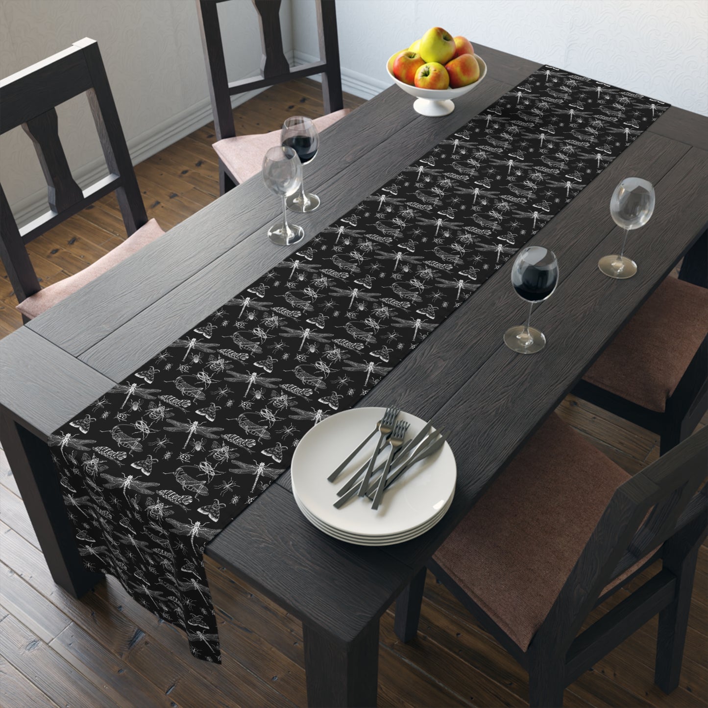 Insect Print Table Runner - Detailed Elegance, Cotton Twill or Polyester - Perfect for Nature Enthusiasts & Scientific Decor