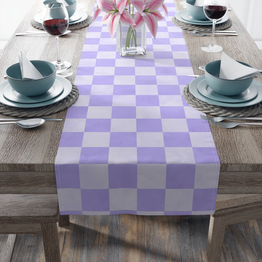 Pastel Checkered Table Runner - Soothing Playfulness, Cotton Twill or Polyester - Perfect for Refreshing & Modern Home Decor