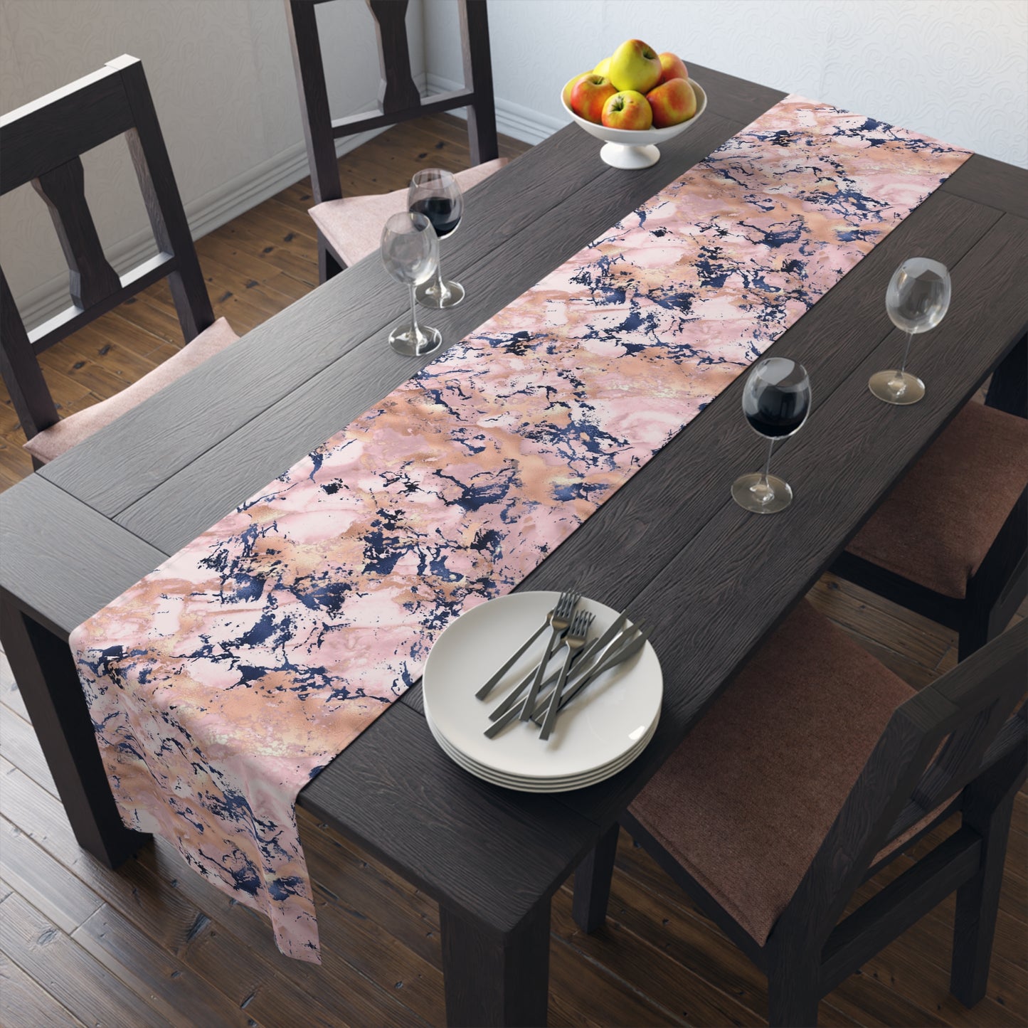 Marble Print Table Runner - Luxurious Elegance, Cotton Twill or Polyester - Perfect for Modern Home Decor