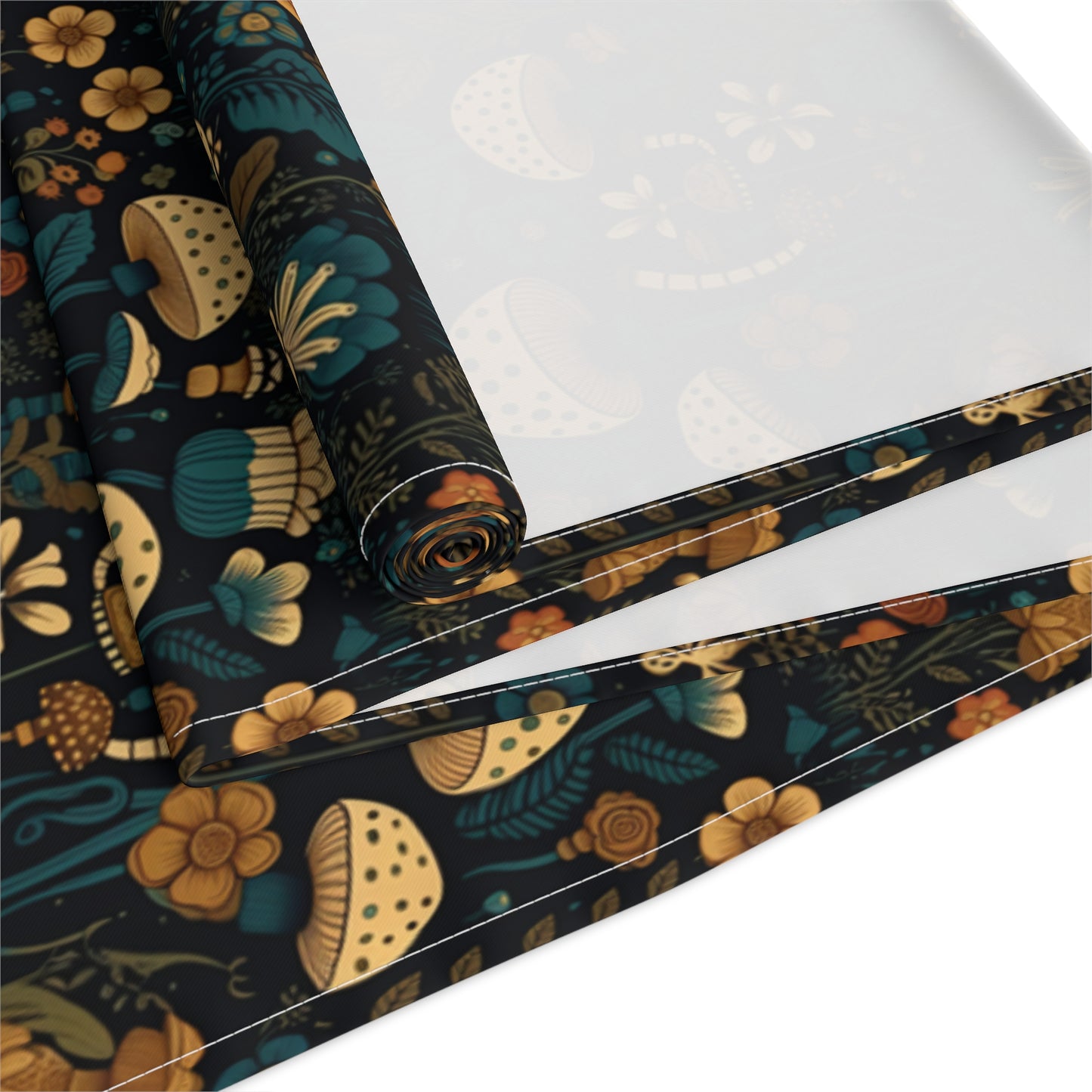 Mushroom Print Table Runner - Nature Vibes in Cotton Twill or Polyester - Perfect for Nature-Inspired Home Decor