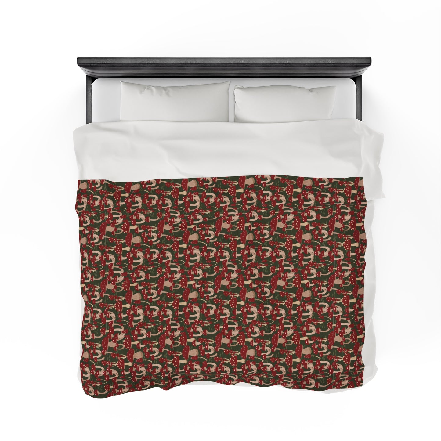 Mushroom Velveteen Plush Blanket | Soft, Whimsical, Luxurious and Comforting | Available in Multiple Sizes