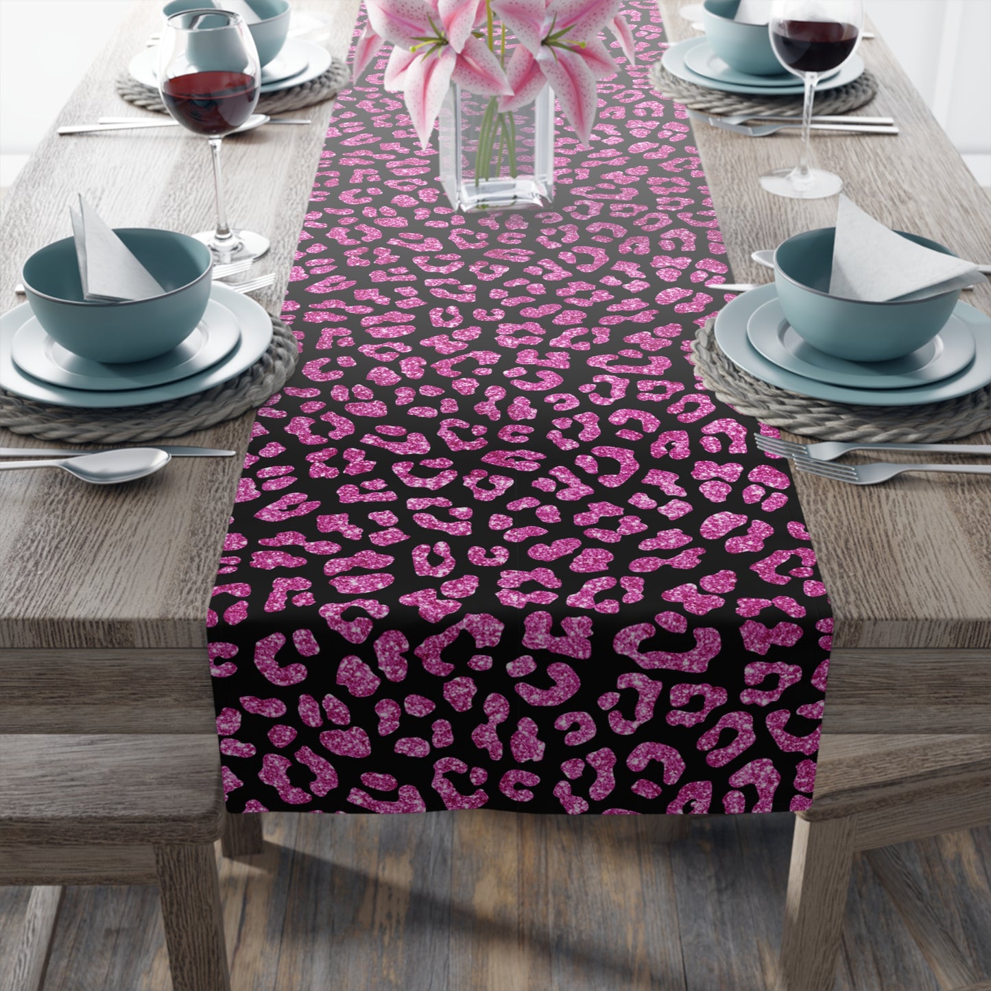 Leopard Print Table Runner - Bold Exotic Elegance, Cotton Twill or Polyester - Perfect for Safari & Glamorous Home Decor