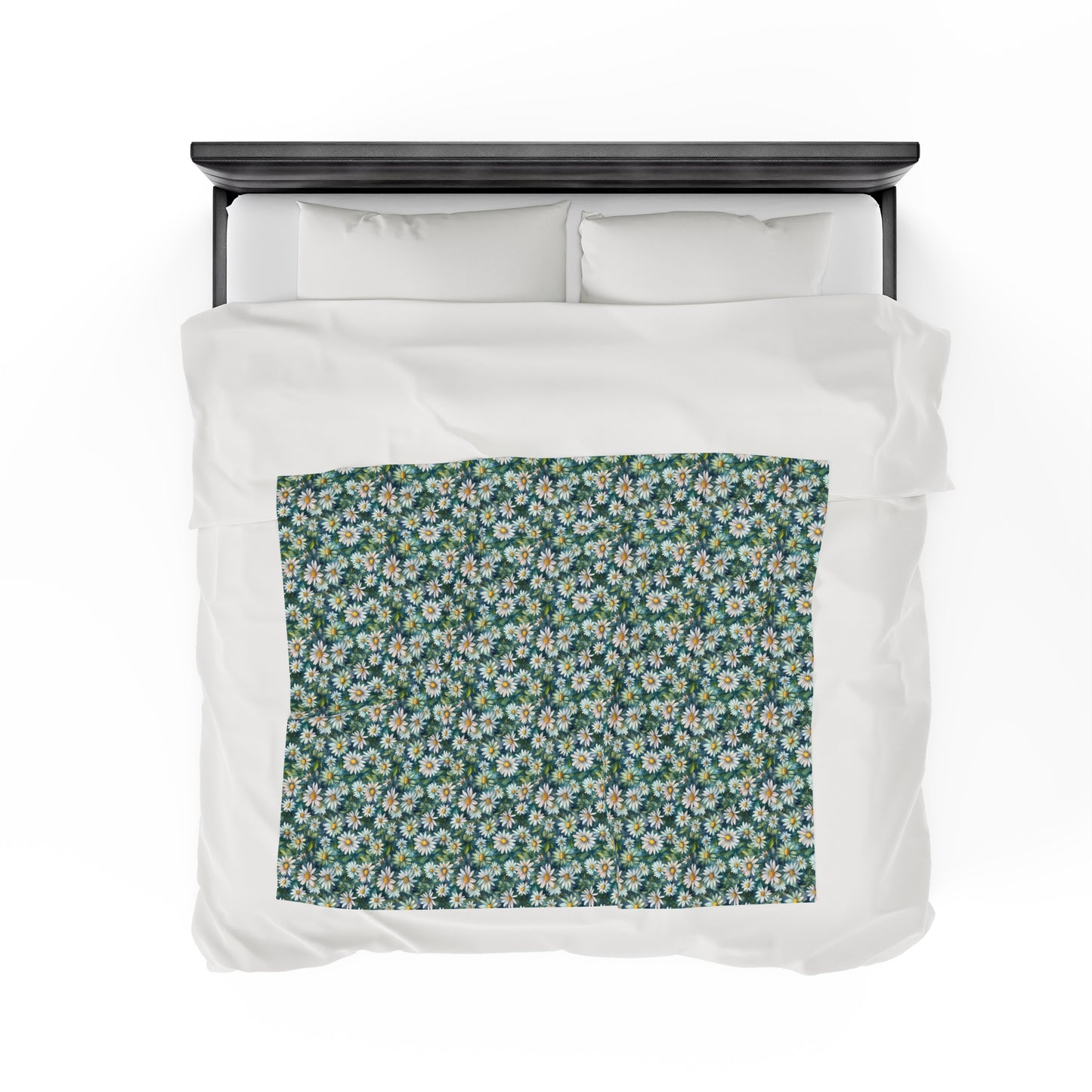 Daisy Print Velveteen Plush Blanket | Soft, Cheerful, Luxurious and Comforting | Available in Multiple Sizes