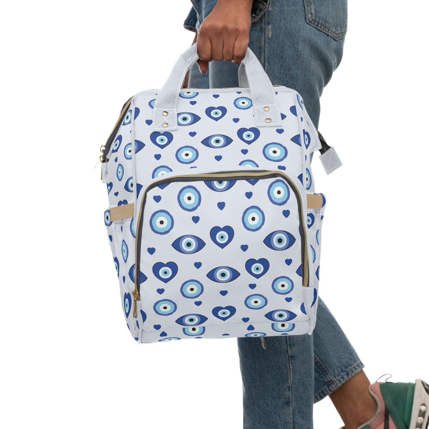 Evil Eye Diaper Backpack - Protective & Stylish Baby Bag with Evil Eye Motif, Multifunctional and Organized