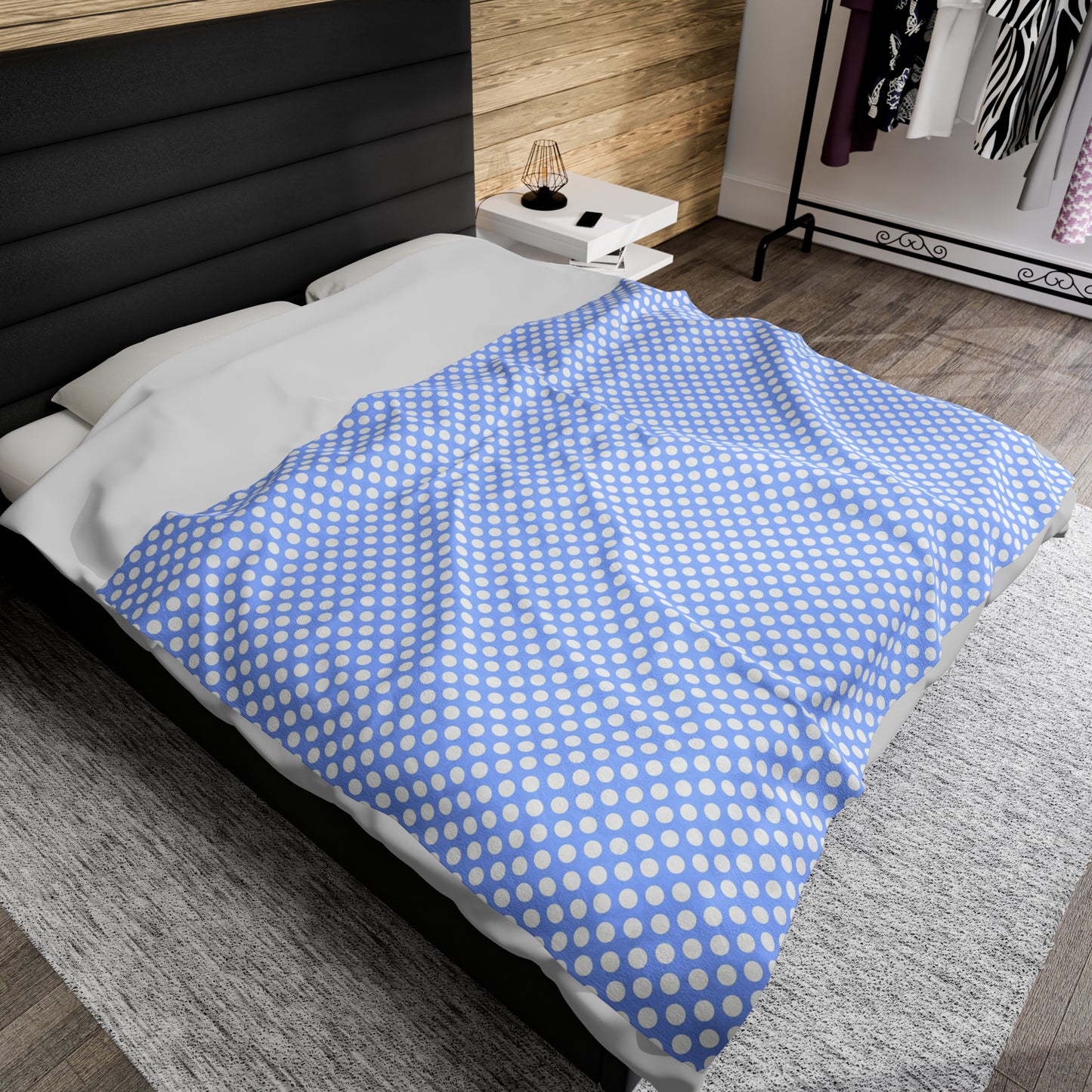 Pastel Polka Dot Velveteen Plush Blanket | Soft, Playful, Luxurious and Comforting | Available in Multiple Sizes