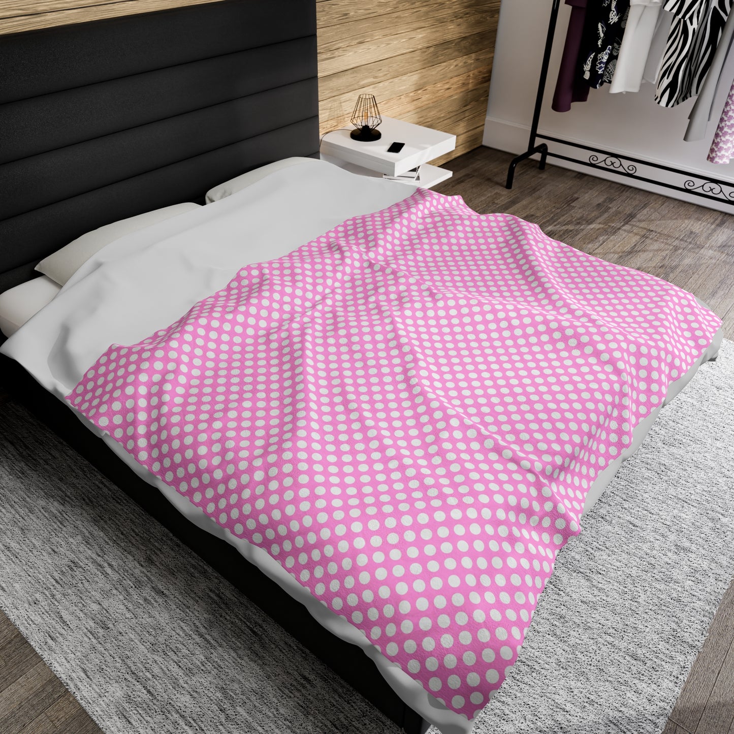Pastel Polka Dot Velveteen Plush Blanket | Soft, Playful, Luxurious and Comforting | Available in Multiple Sizes