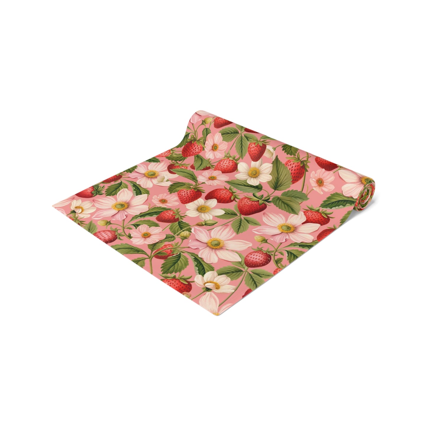 Strawberry Print Table Runner - Sweet Charm, Cotton Twill or Polyester - Perfect for Summer & Whimsical Home Decor