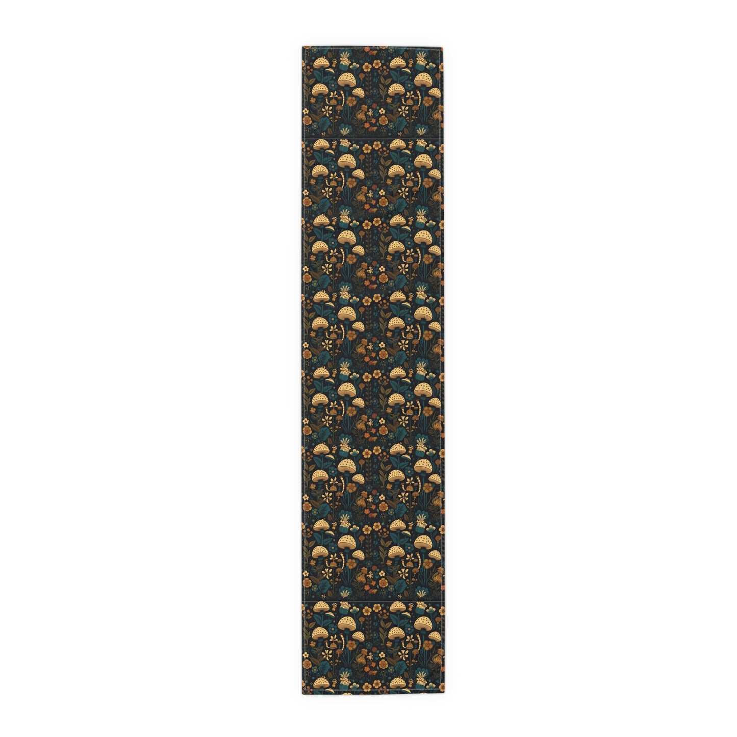 Mushroom Print Table Runner - Nature Vibes in Cotton Twill or Polyester - Perfect for Nature-Inspired Home Decor