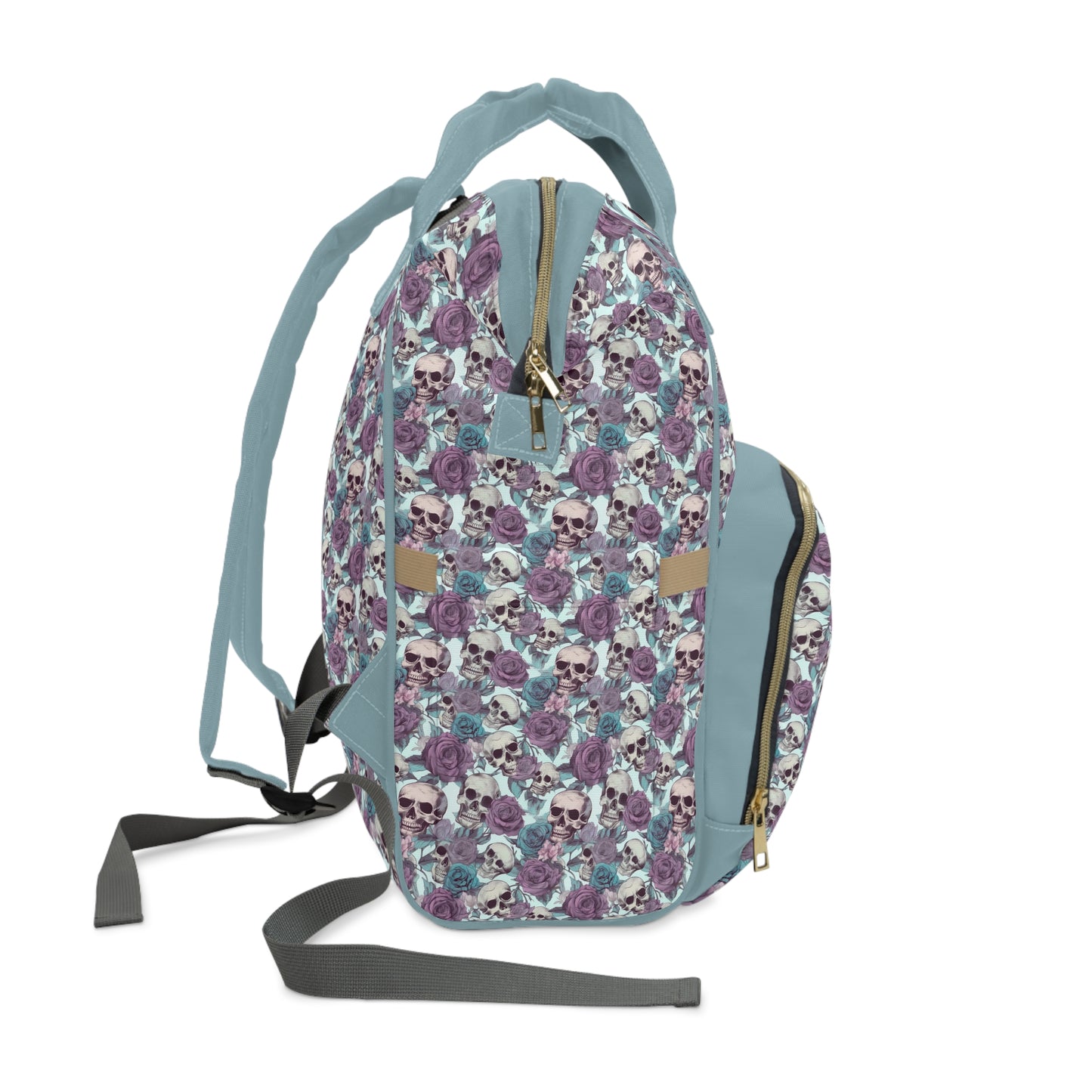 Skull Print Diaper Backpack - Multifunctional & Durable Baby Bag for Stylish Parents, Spacious & Organized Nappy Bag