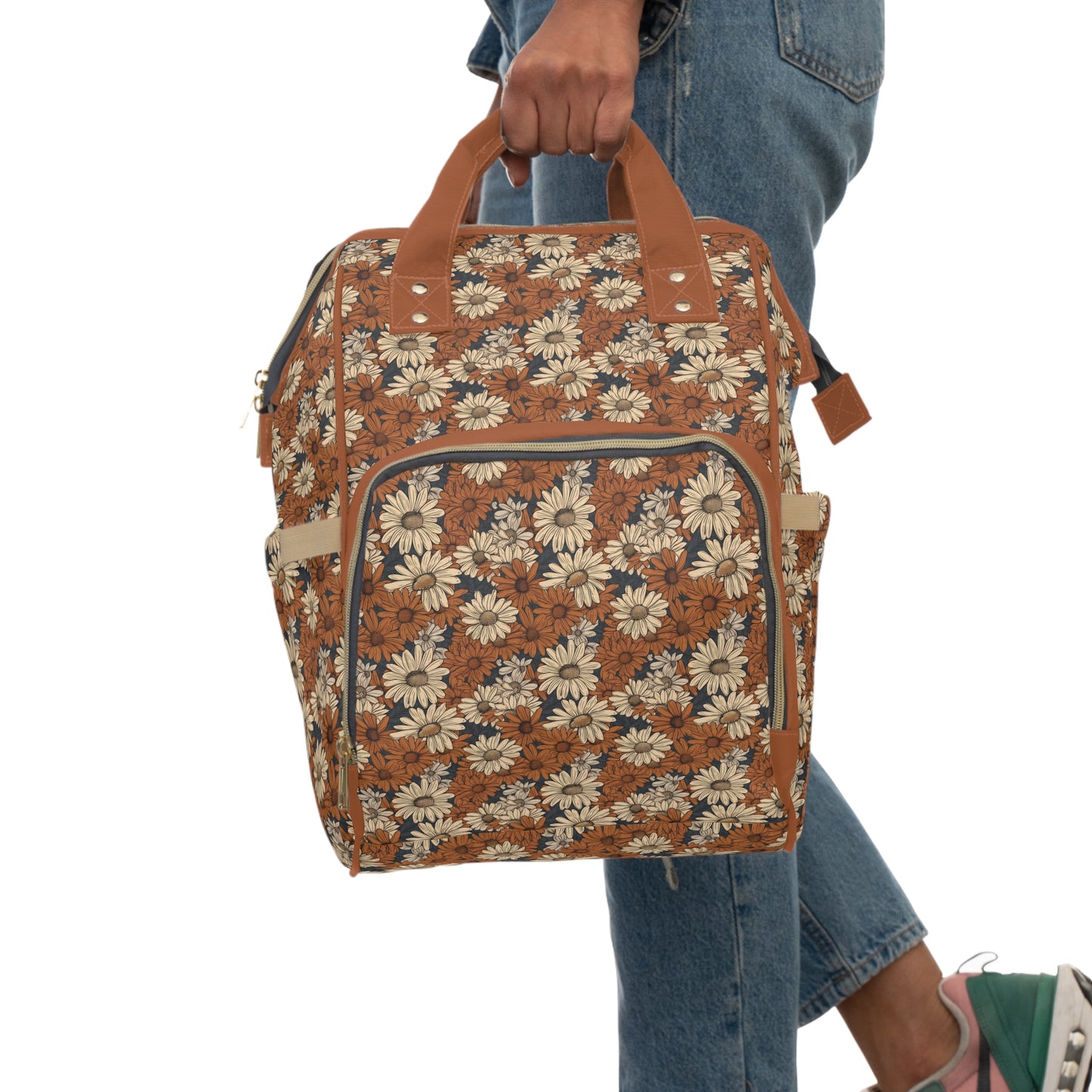 Daisy Diaper Backpack - Charming & Multifunctional Baby Bag with Daisy Patterns, Perfect for Nature-Loving Parents
