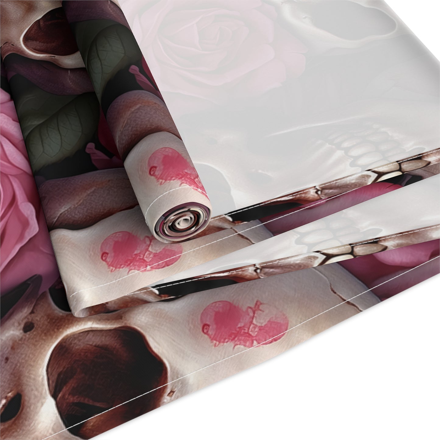 Skull Print Table Runner - Bold Cotton Twill or Sleek Polyester - Ideal for Gothic & Edgy Home Decor