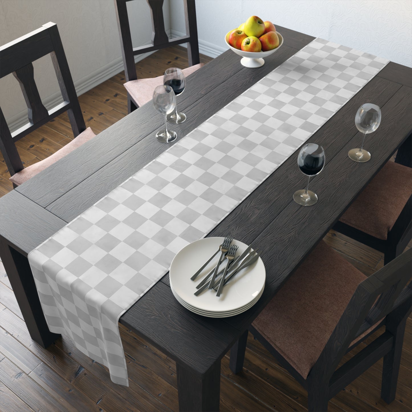 Pastel Checkered Table Runner - Soothing Playfulness, Cotton Twill or Polyester - Perfect for Refreshing & Modern Home Decor