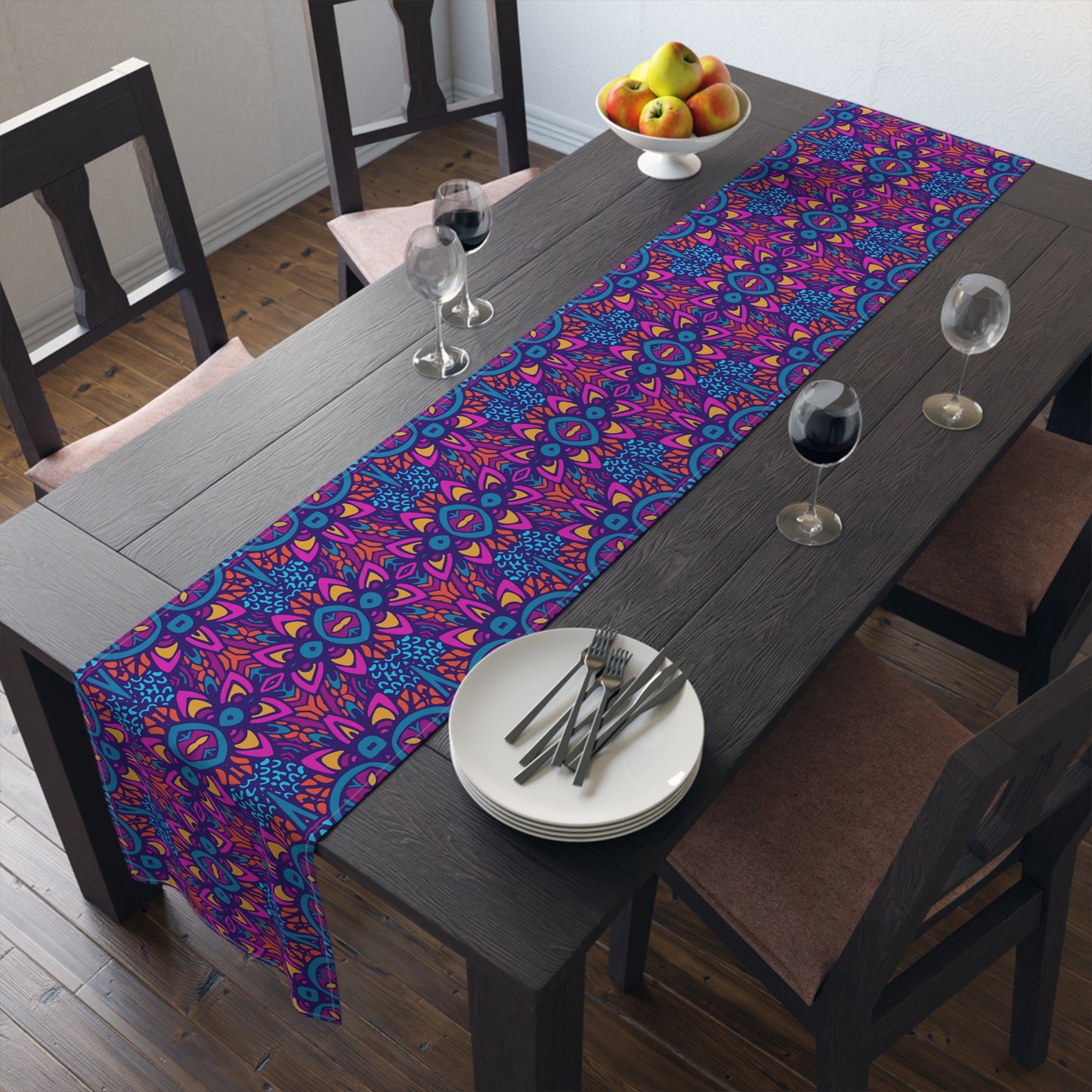 Mandala Print Table Runner - Intricate Patterns, Cotton Twill or Polyester - Ideal for Decorative Home Accents