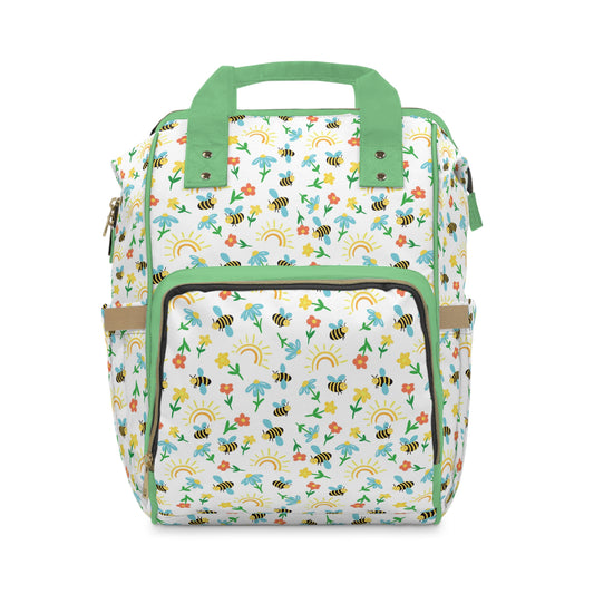 Honey Bee Diaper Backpack - Eco-Friendly & Stylish Baby Bag with Buzzing Bee Motifs, Perfect for Nature-Loving Parents