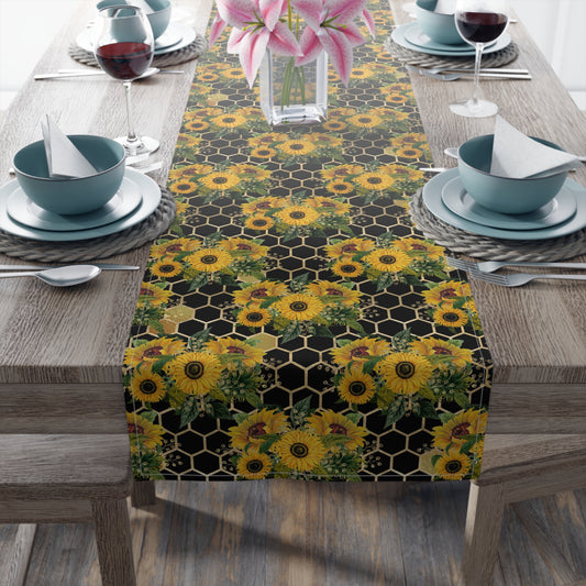 Sunflower Print Table Runner - Bright and Cheerful, Cotton Twill or Polyester - Perfect for Sunny Home Decor