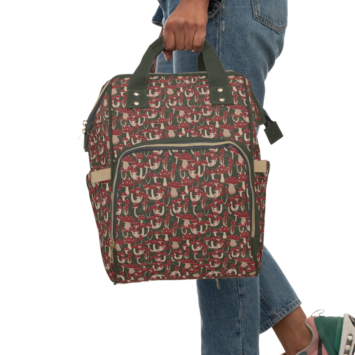Magical Mushroom Diaper Backpack - Unique Nature-Inspired Nappy Bag for Eco-Conscious Parents, Organized & Multifunctional Baby Bag