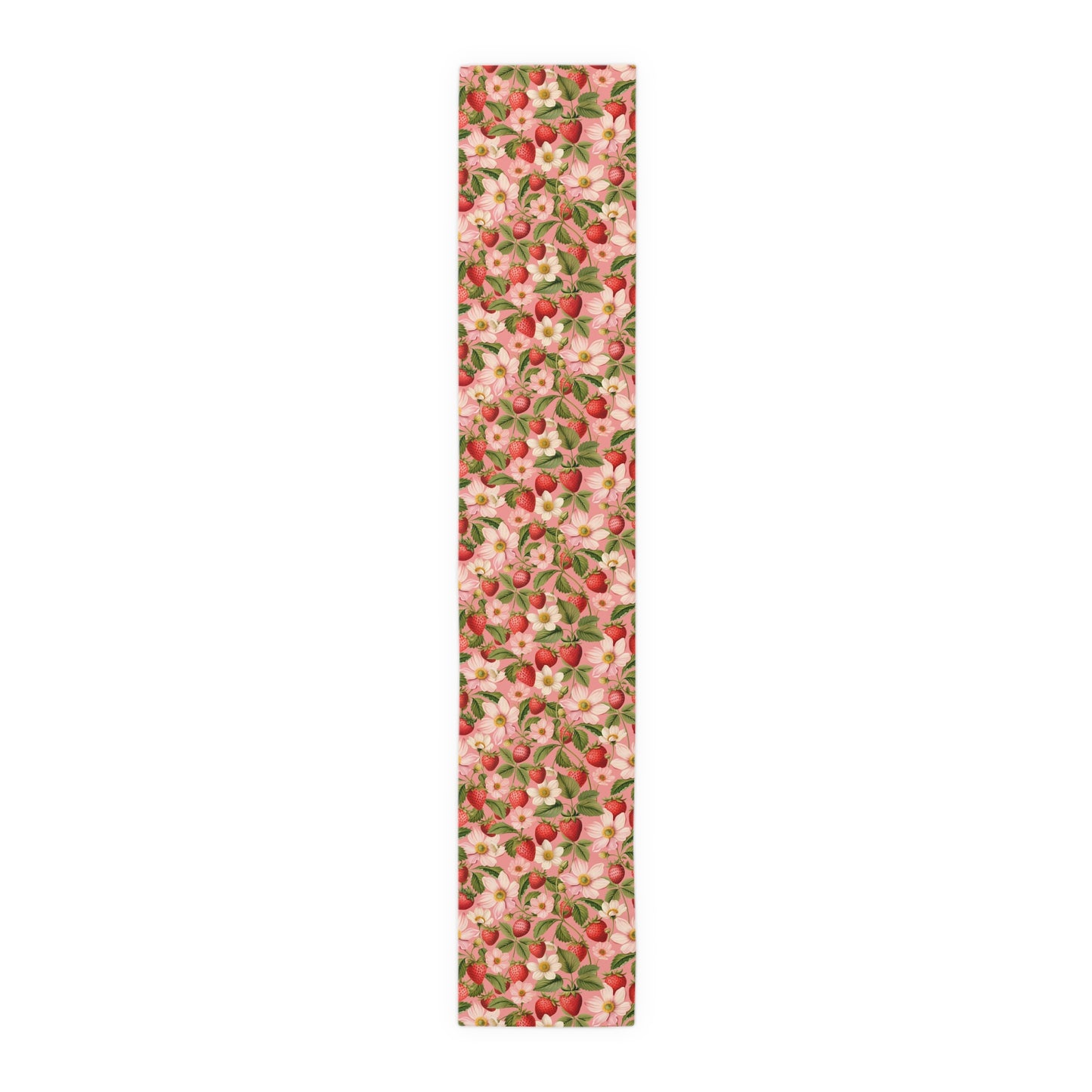 Strawberry Print Table Runner - Sweet Charm, Cotton Twill or Polyester - Perfect for Summer & Whimsical Home Decor