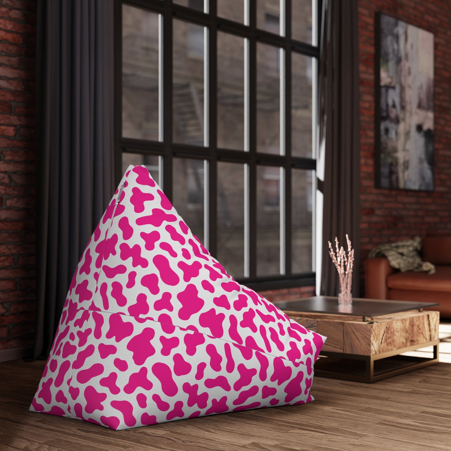 Cow Print Bean Bag Chair Cover - Durable Polyester, Locking Zipper, 2 Sizes