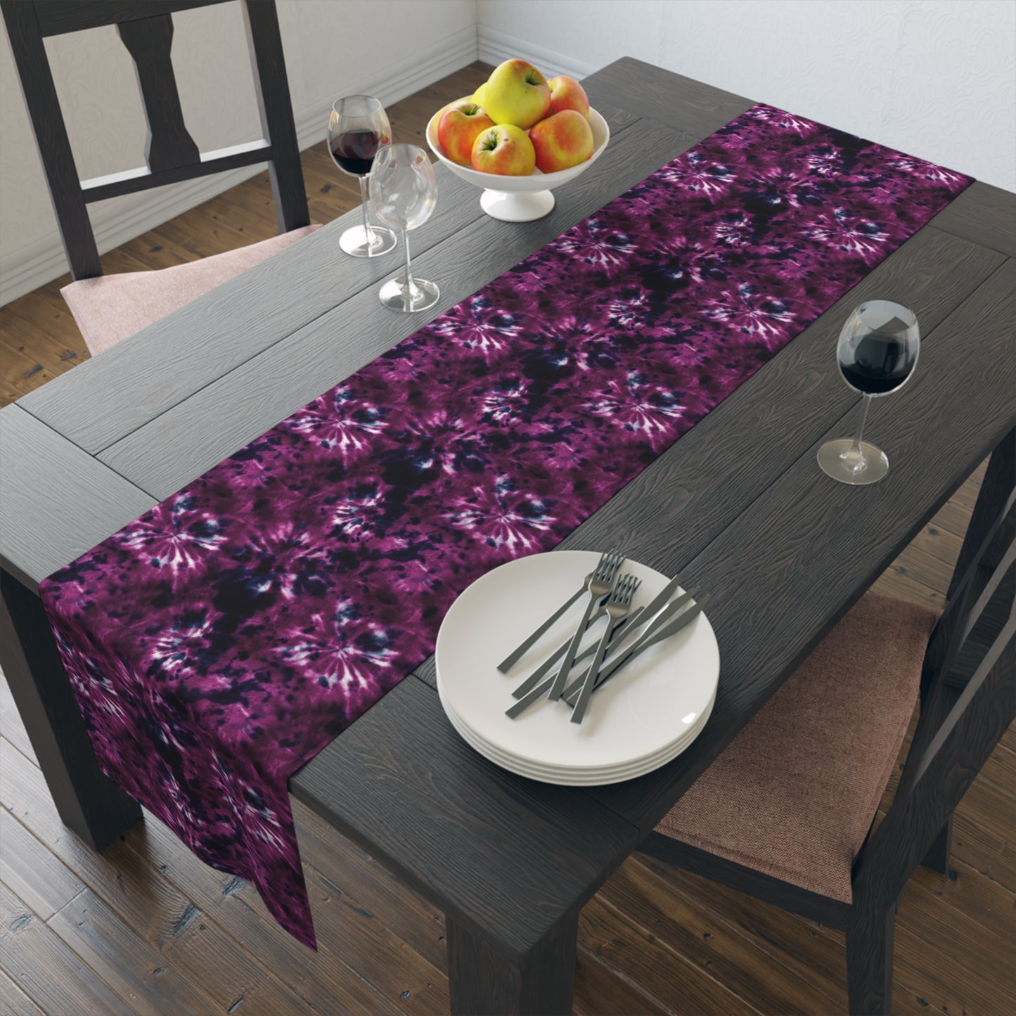 Tie-Dye Table Runner - Vivid Colors, Cotton Twill or Polyester - Ideal for Home Decor & Unique Gifts
