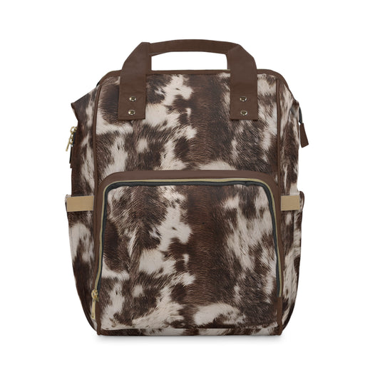 Cowhide Diaper Backpack - Chic & Durable Baby Bag with Genuine Cowhide Patterns, Perfect for Stylish Parents
