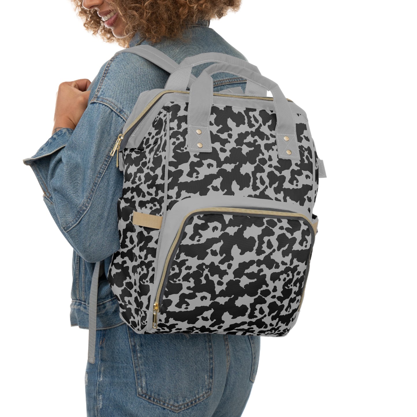 Cowhide Diaper Backpack - Chic & Durable Baby Bag with Genuine Cowhide Patterns, Perfect for Stylish Parents