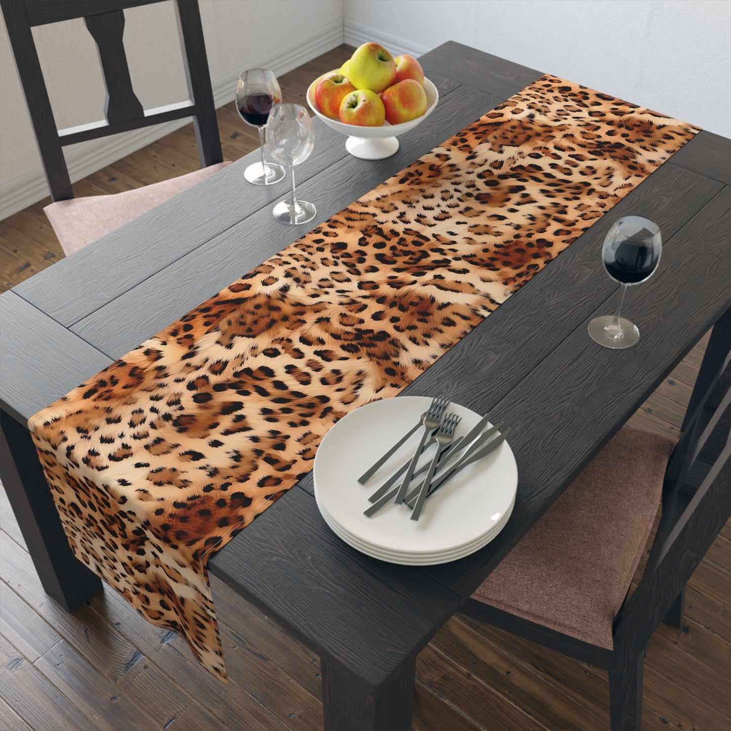 Leopard Print Table Runner - Bold Exotic Elegance, Cotton Twill or Polyester - Perfect for Safari & Glamorous Home Decor
