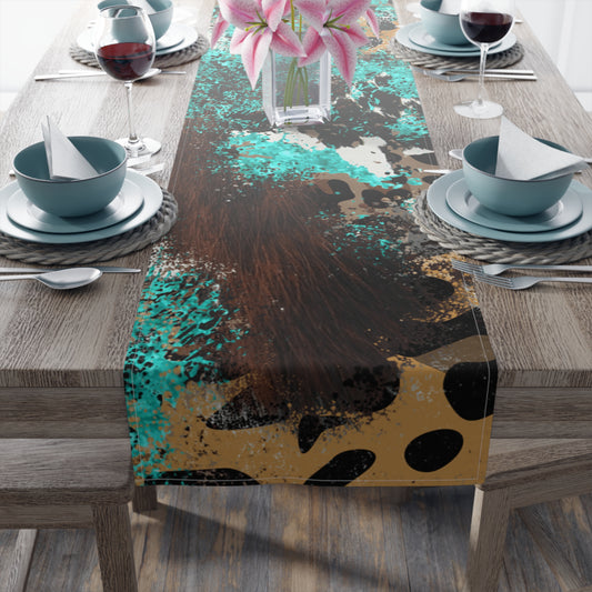 Cowhide Print Table Runner - Rustic Elegance, Cotton Twill or Polyester - Perfect for Western & Luxurious Home Decor