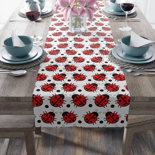 Ladybug Print Table Runner - Charming Good Luck, Cotton Twill or Polyester - Perfect for Nature-Inspired Home Decor