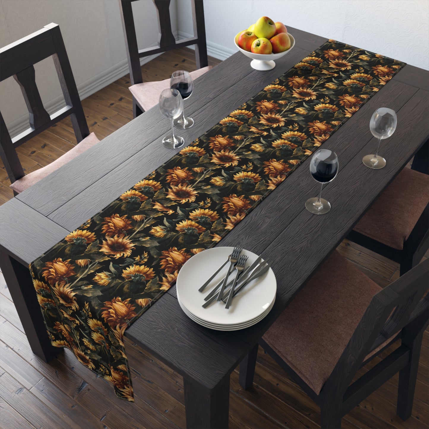 Sunflower Print Table Runner - Bright and Cheerful, Cotton Twill or Polyester - Perfect for Sunny Home Decor