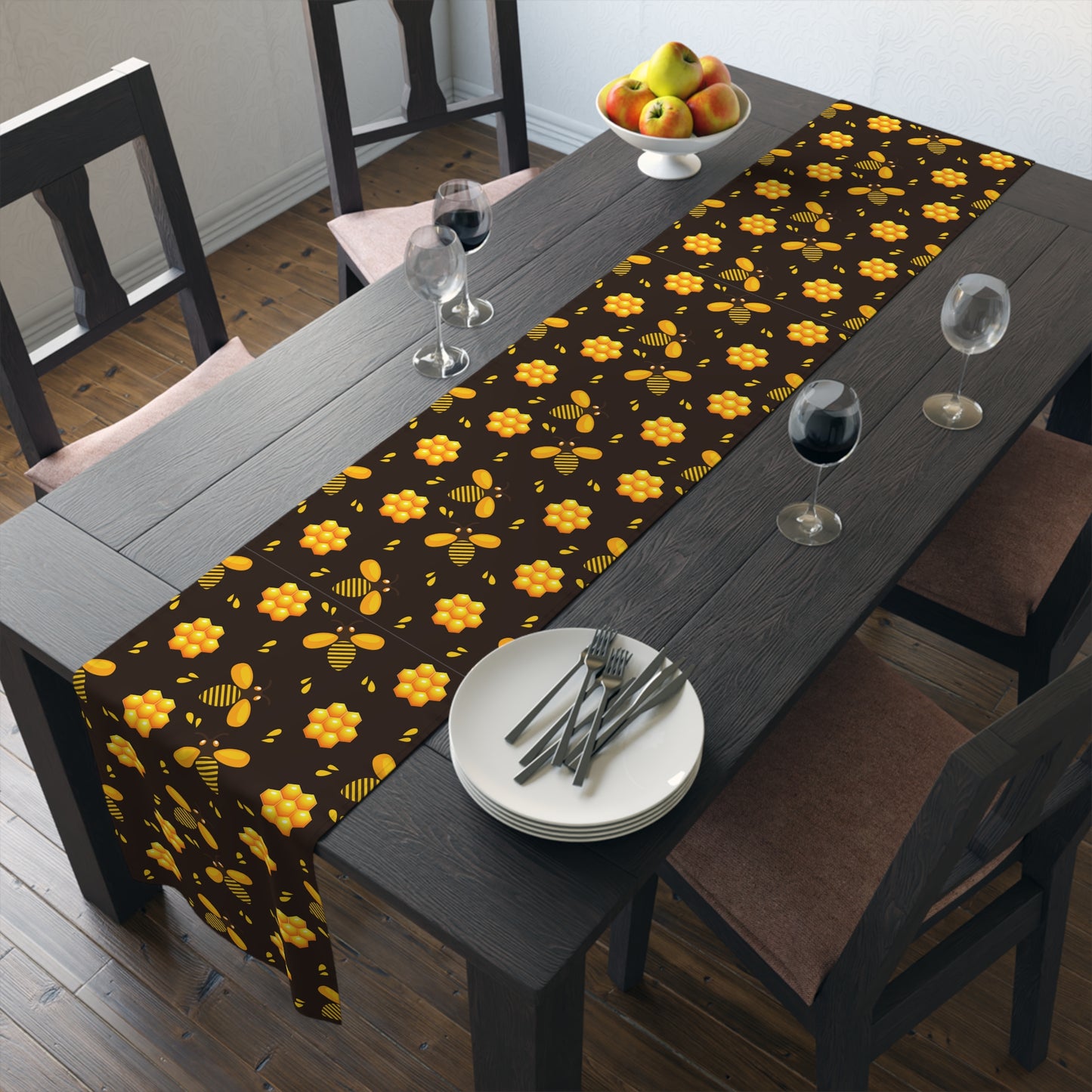 Honey Bee Print Table Runner - Buzzing with Charm - Perfect for Nature Lovers Homes