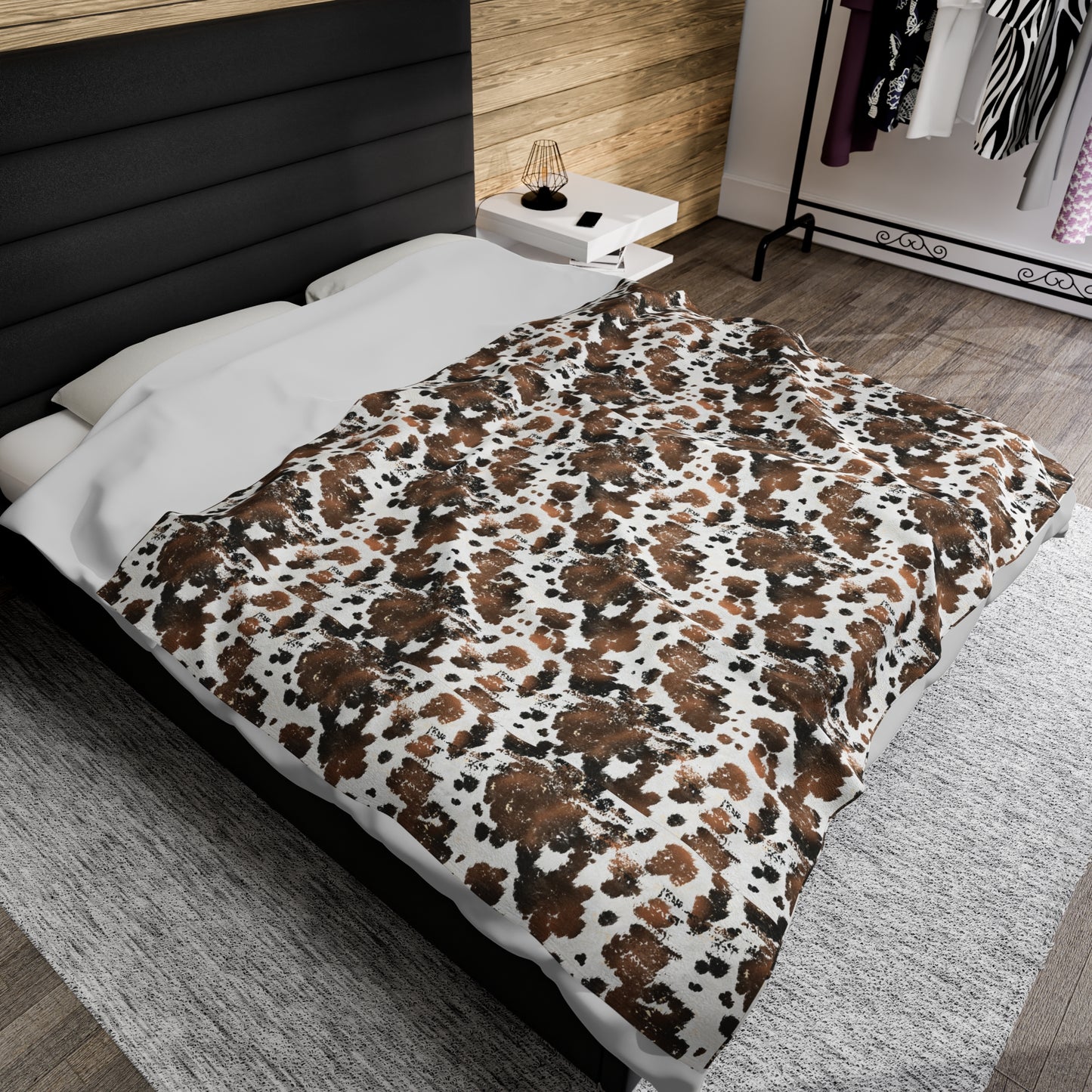 Cowhide Velveteen Plush Blanket | Soft, Rustic, Luxurious and Comforting | Available in Multiple Sizes