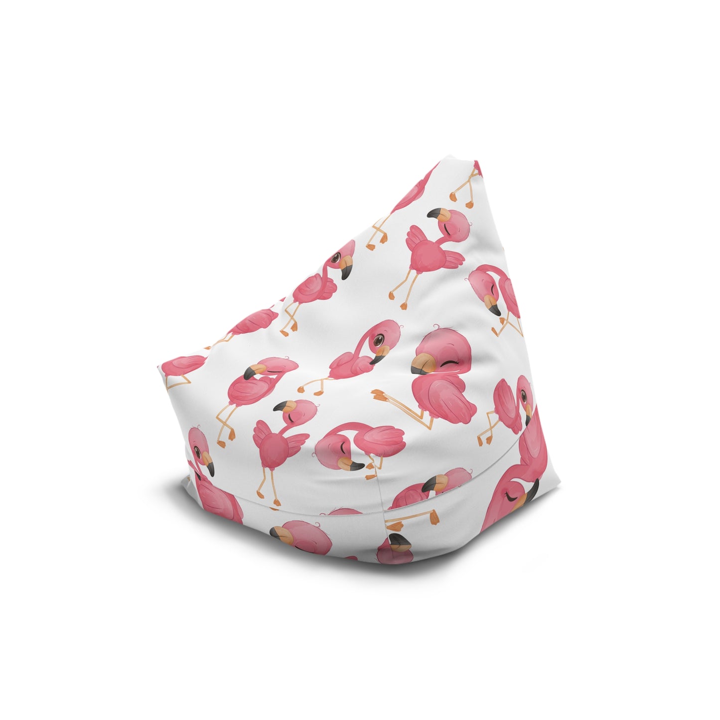 Flamingo Bean Bag Chair Cover - Tropical Elegance Polyester Slipcover with Secure Zip