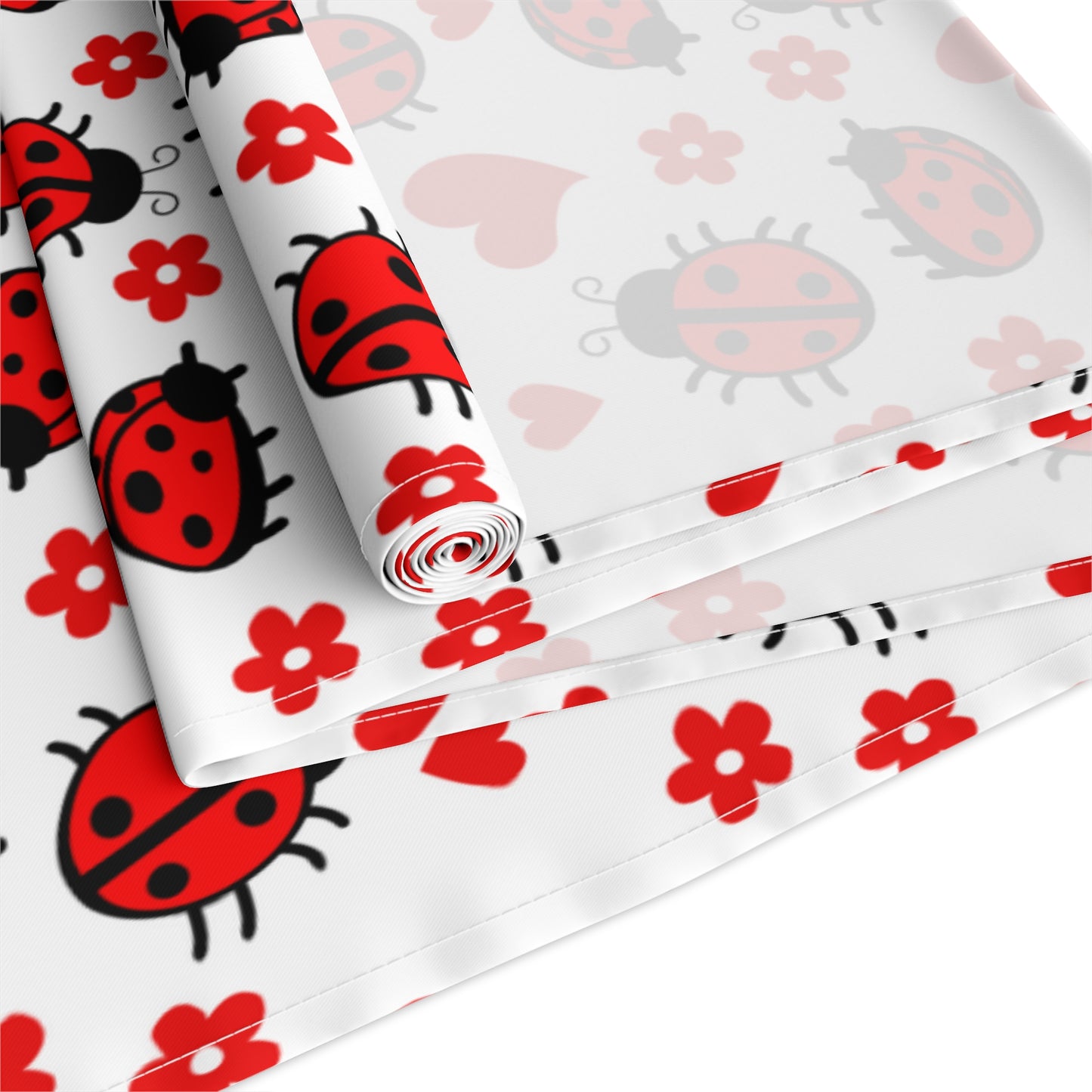 Ladybug Print Table Runner - Charming Good Luck, Cotton Twill or Polyester - Perfect for Nature-Inspired Home Decor