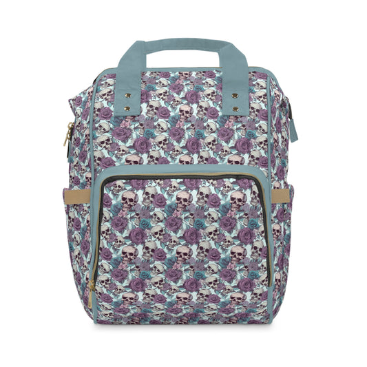 Skull Print Diaper Backpack - Multifunctional & Durable Baby Bag for Stylish Parents, Spacious & Organized Nappy Bag