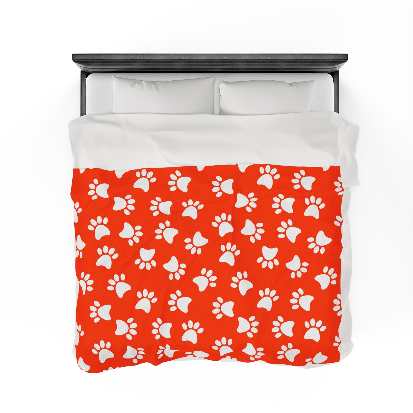 Paw Print Velveteen Plush Blanket | Soft, Playful, Luxurious and Comforting | Available in Multiple Sizes