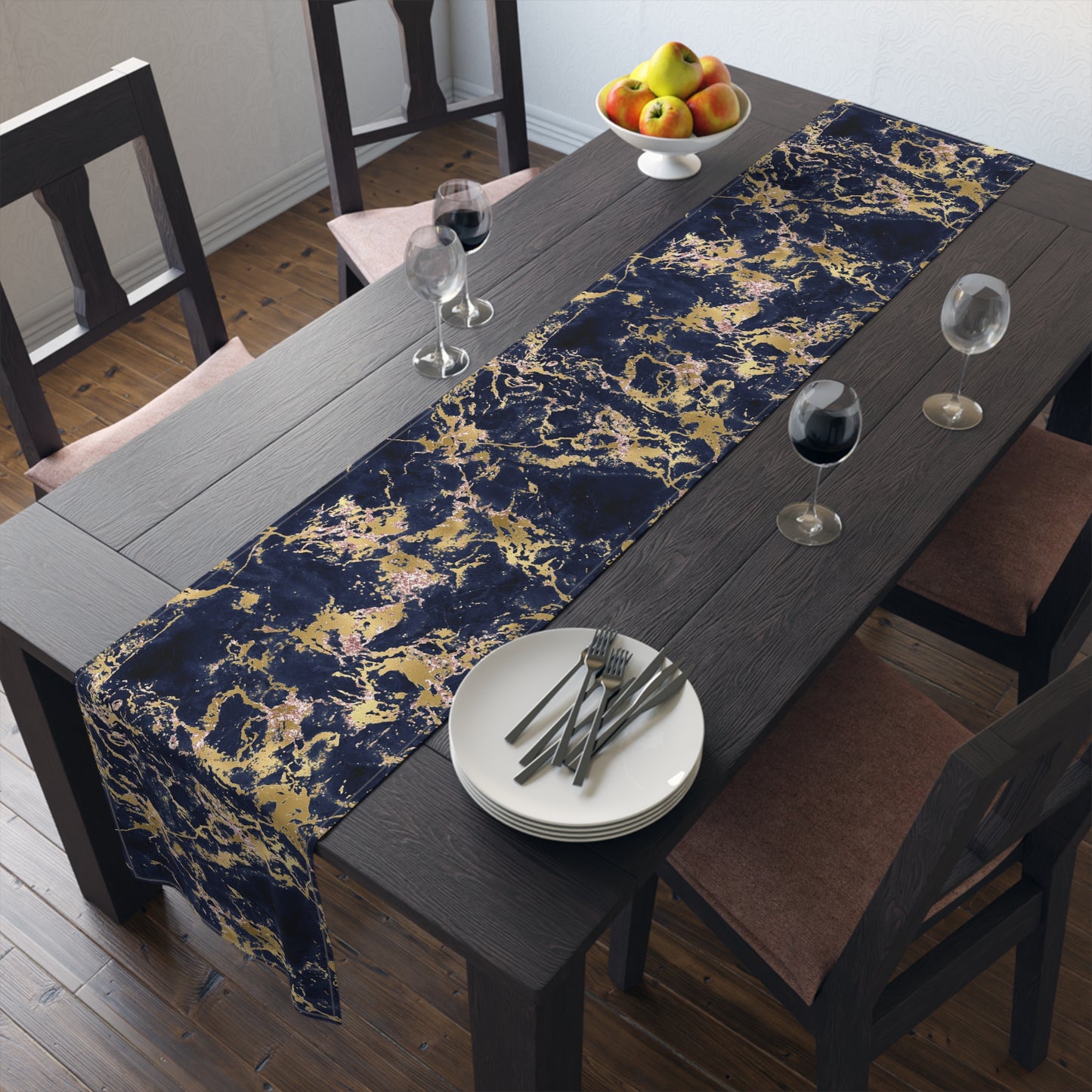 Marble Print Table Runner - Luxurious Elegance, Cotton Twill or Polyester - Perfect for Modern Home Decor