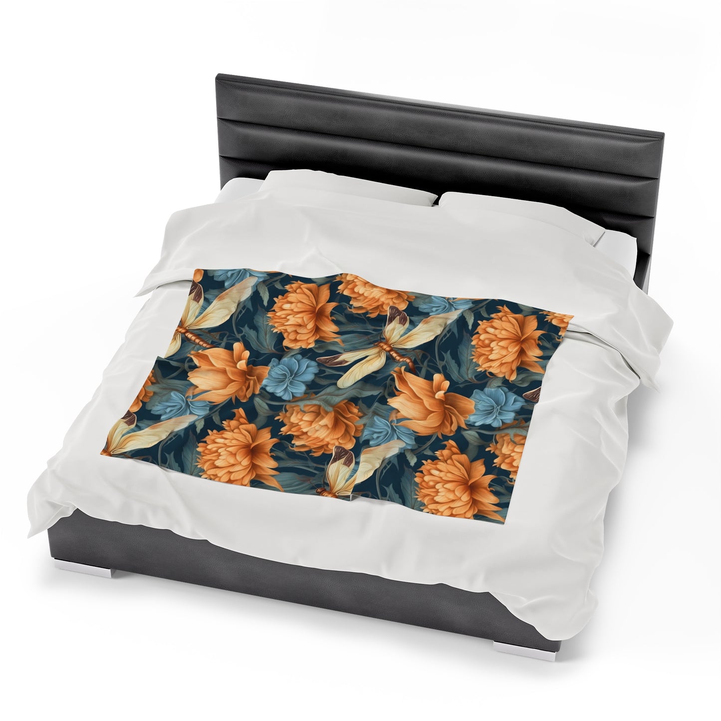 Dragonfly Velveteen Plush Blanket | Soft, Nature-Inspired, Luxurious and Comforting | Available in Multiple Sizes