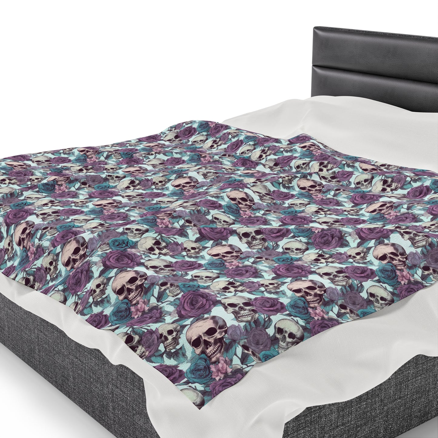 Skull Print Velveteen Plush Blanket | Soft, Edgy, Luxurious and Comforting | Available in Multiple Sizes