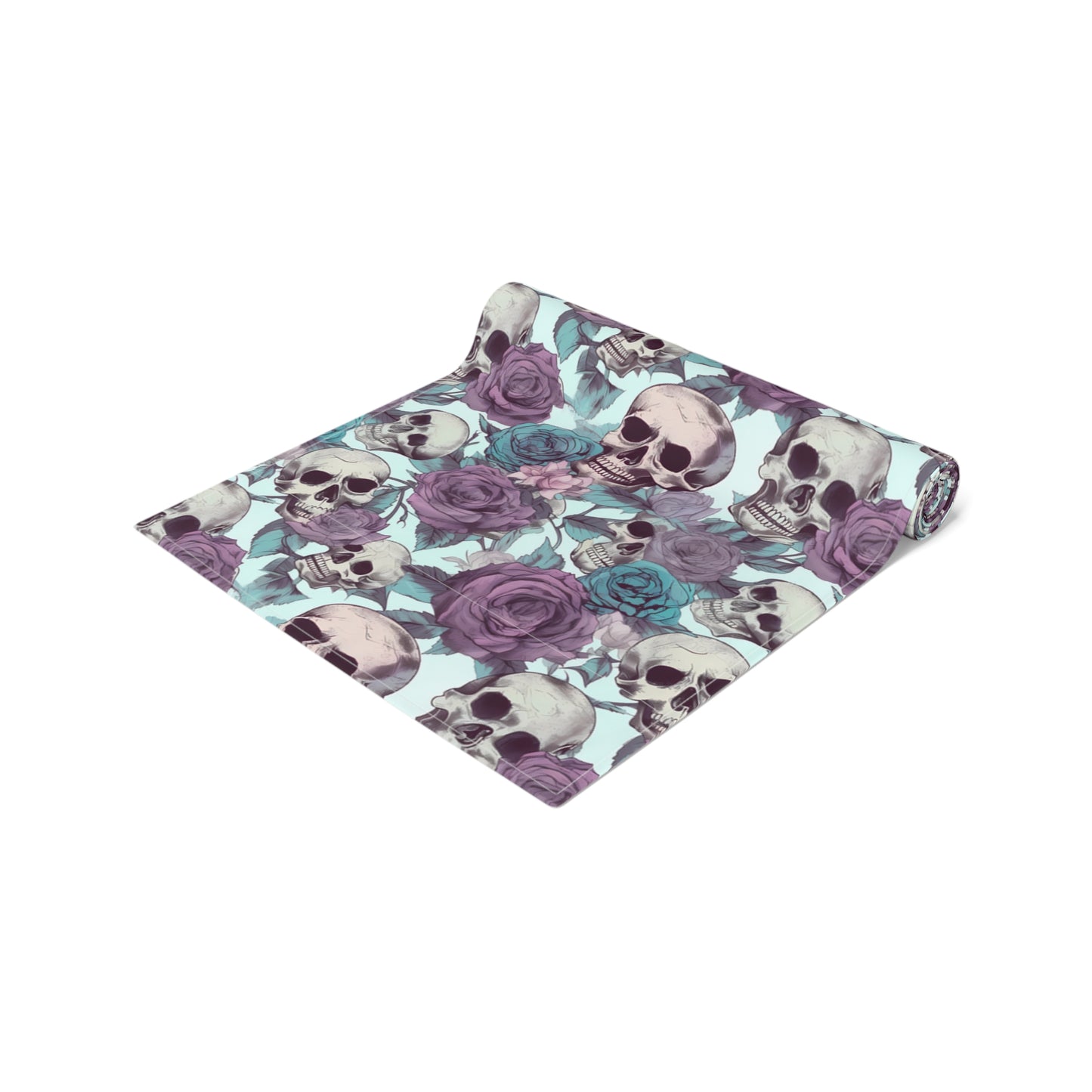 Skull Print Table Runner - Bold Cotton Twill or Sleek Polyester - Ideal for Gothic & Edgy Home Decor